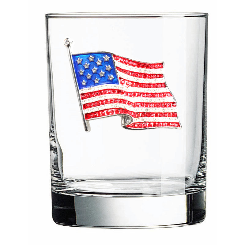 American Flag Jeweled Double Old Fashioned