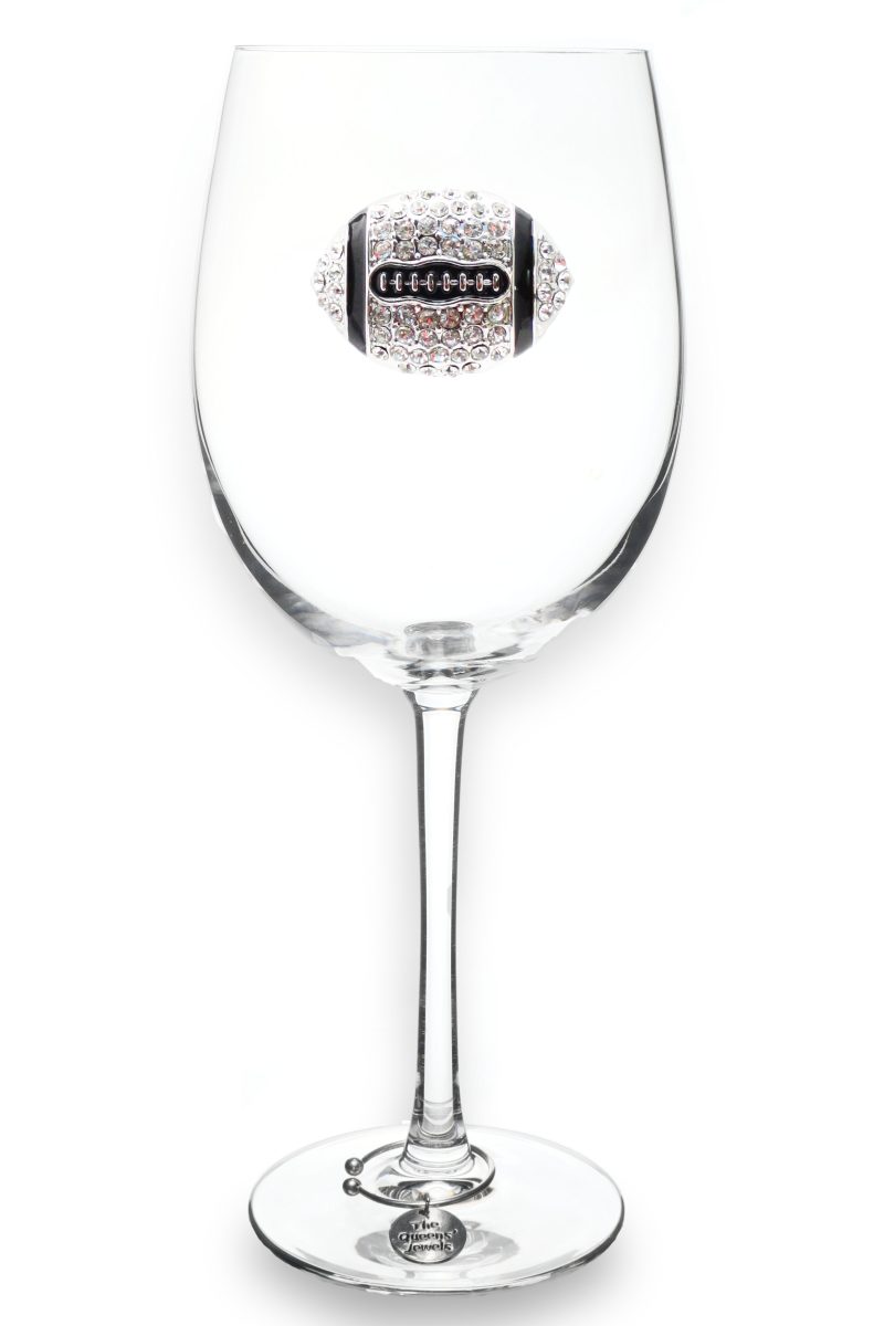 2021 Football Jeweled Stemmed Wine Glass