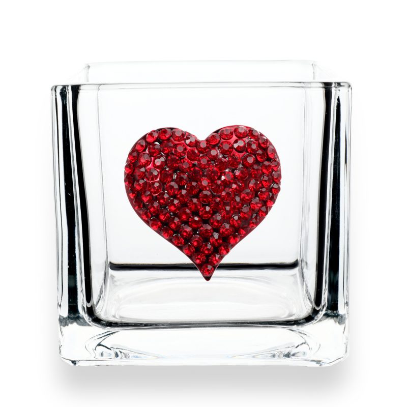 2021 Red Heart Jeweled 4x4 Candle Holder Vase