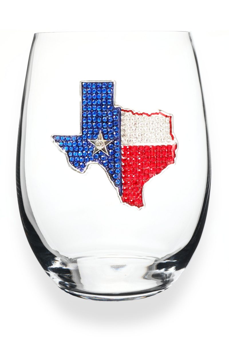 2021 Texas State Jeweled Stemless Wine Glass