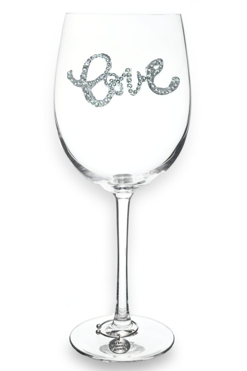 Love Jeweled Stemmed Wine Glass