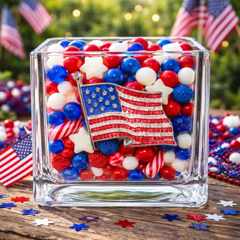 American Flag 4x4 Candle Holder Vase