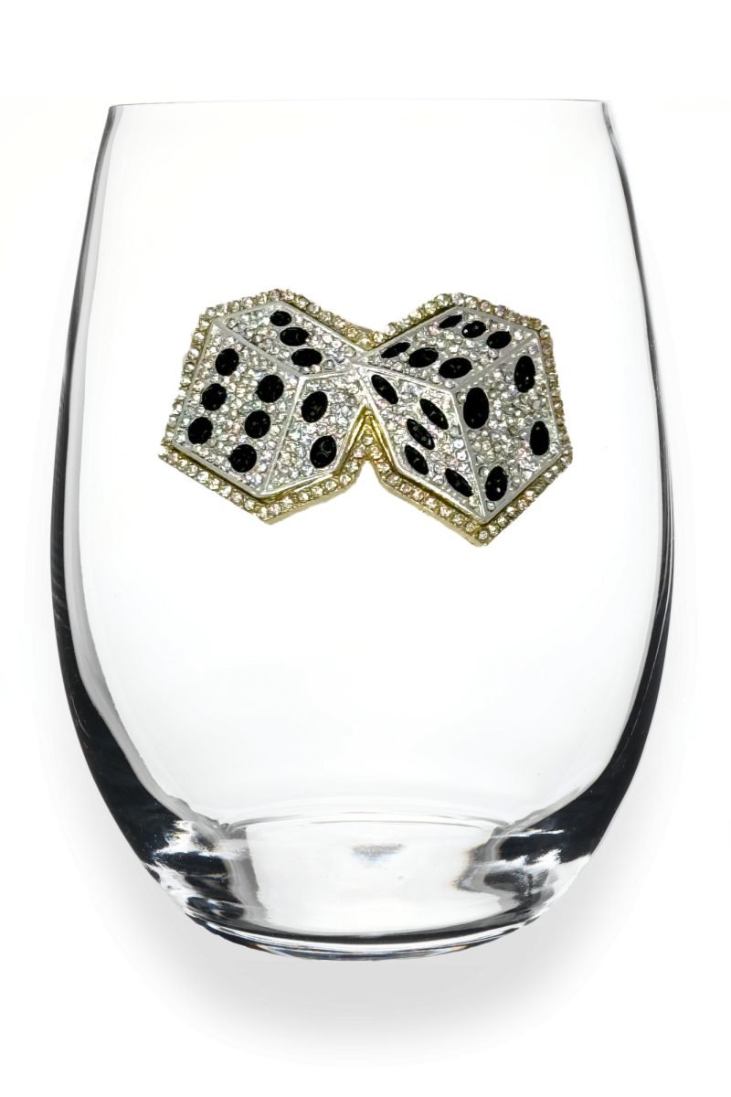 Dice Jeweled Stemless Wine Glass
