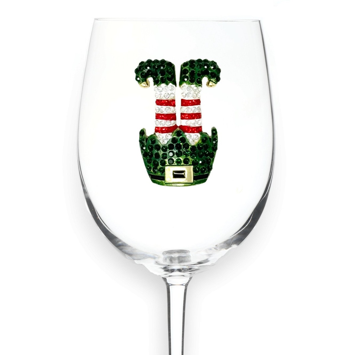 Elf Feet Jeweled Wine Glass with hand-applied rhinestones — by The Queens' Jewels®