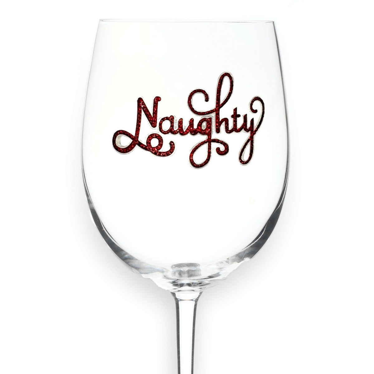 Naughty Jeweled Wine Glass with hand-applied rhinestones — by The Queens' Jewels®