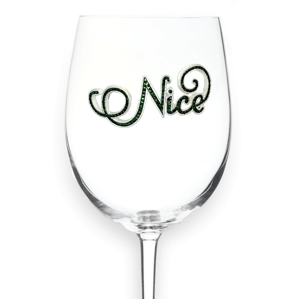 Nice Jeweled Wine Glass with hand-applied rhinestones — by The Queens' Jewels®