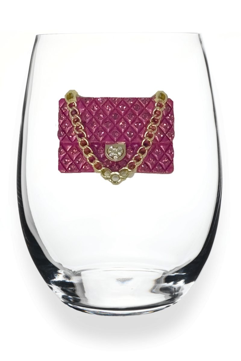 Pink Purse Jeweled Drinkware - Stemless