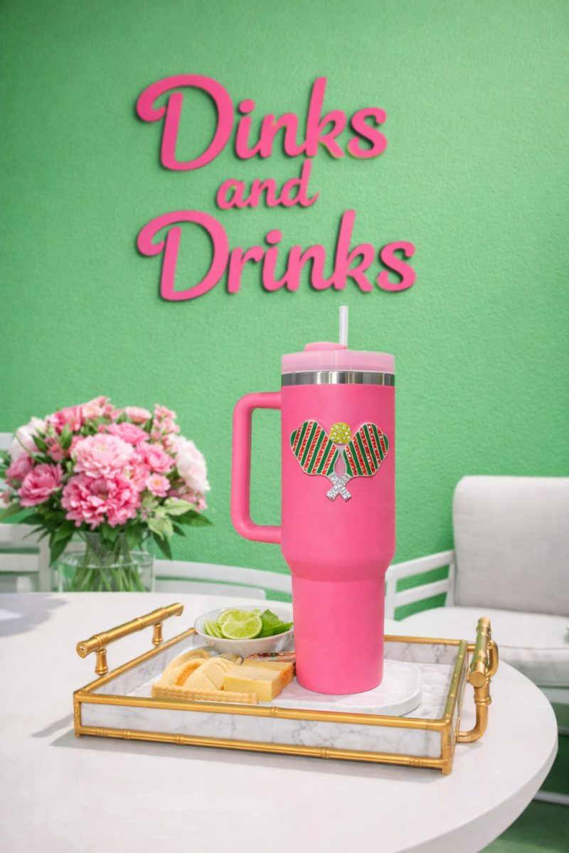 Pickleball with Paddles Drinkware - 40 oz Tumbler Pink
