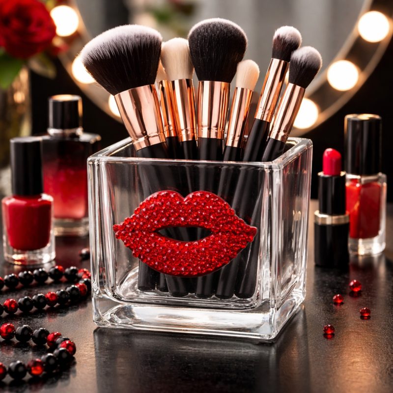 Red Lips 4x4 Candle Holder Vase