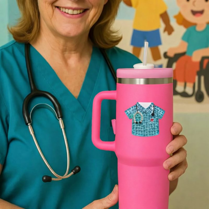 Scrubs Jeweled Drinkware - 40 oz Tumbler Pink