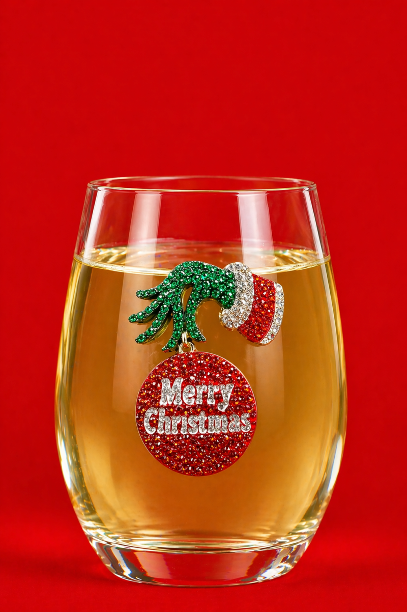 Grumpy Christmas Jeweled Drinkware - Stemless