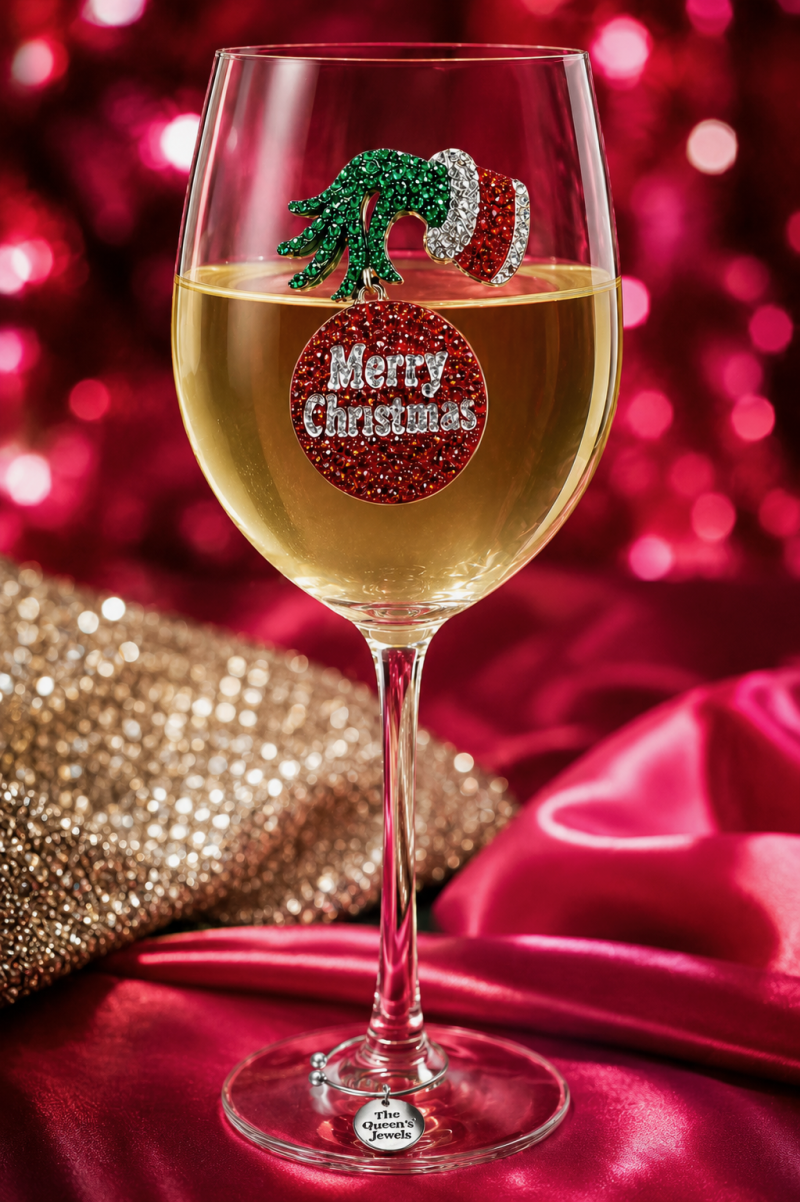 Grumpy Christmas Jeweled Drinkware - Stemmed