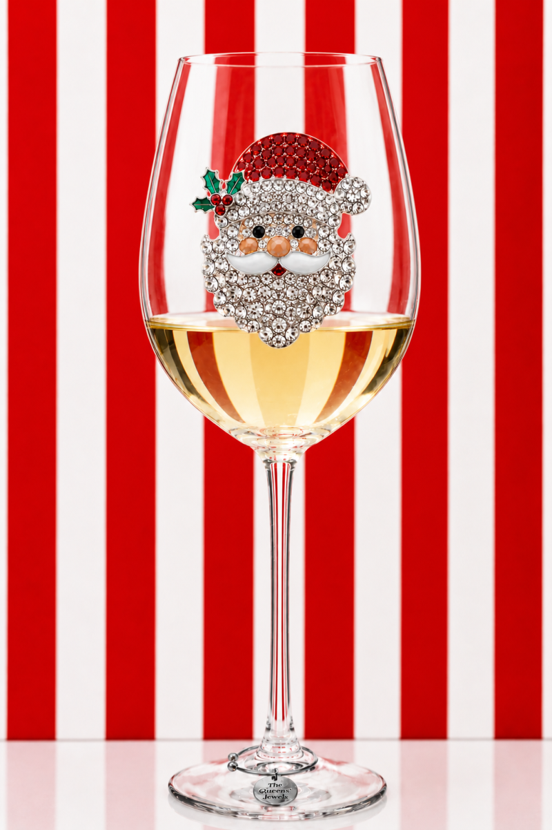 Santa Face Jeweled Drinkware - Stemmed