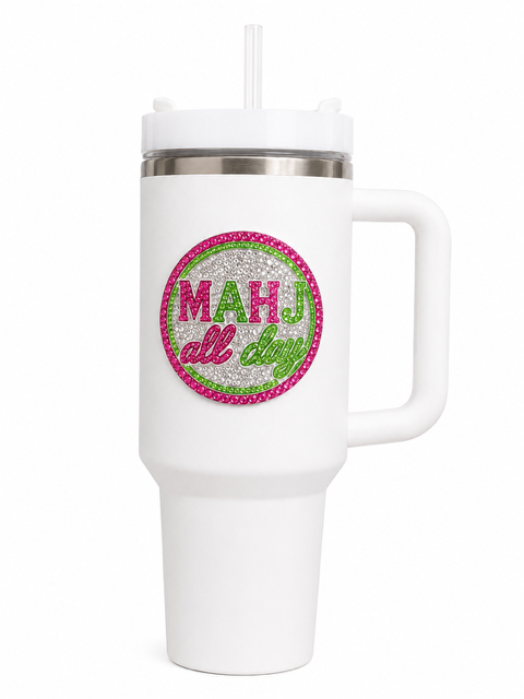 Mahj All Day 40oz White Tumbler